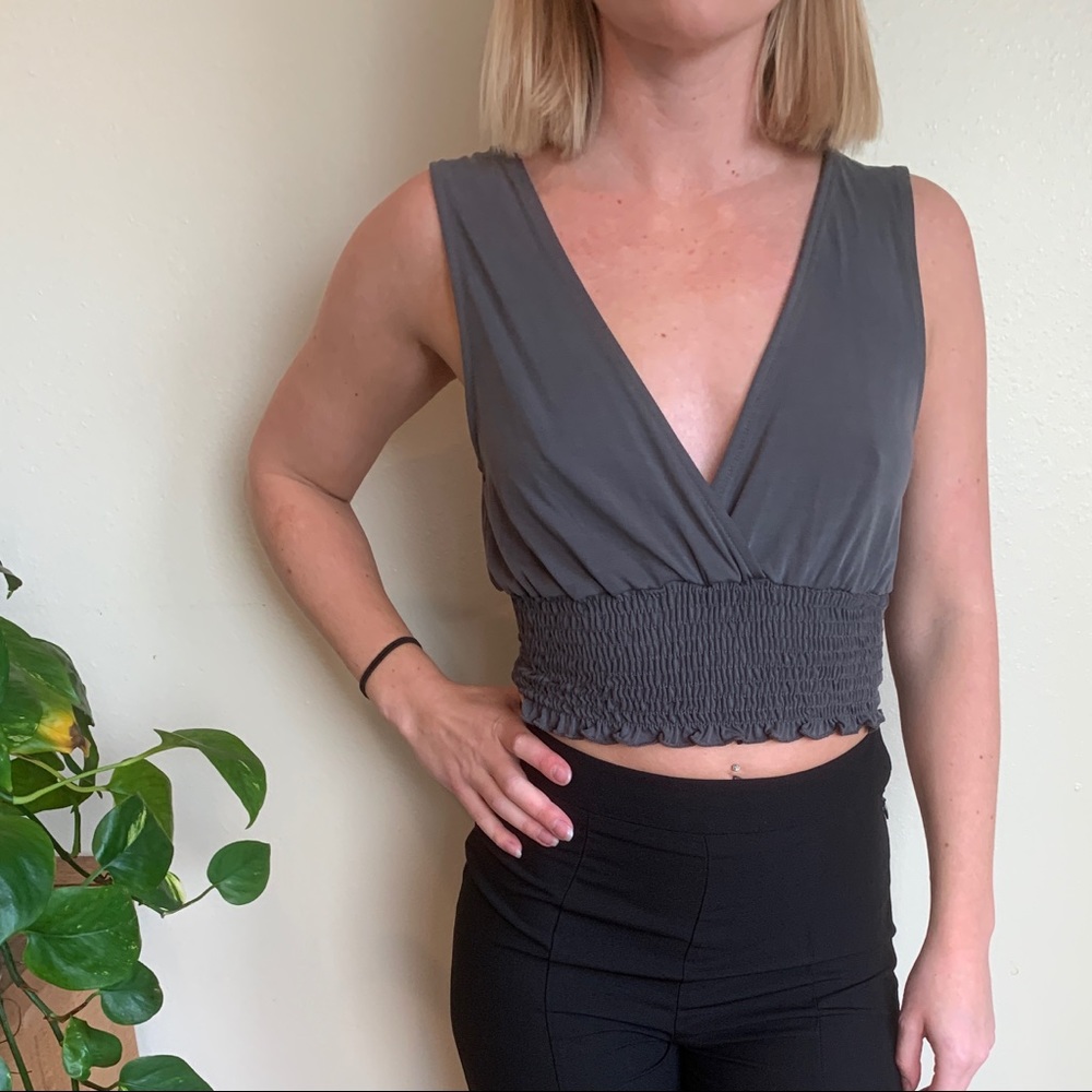 Urban Outfitters Smocked V-Neck Tank